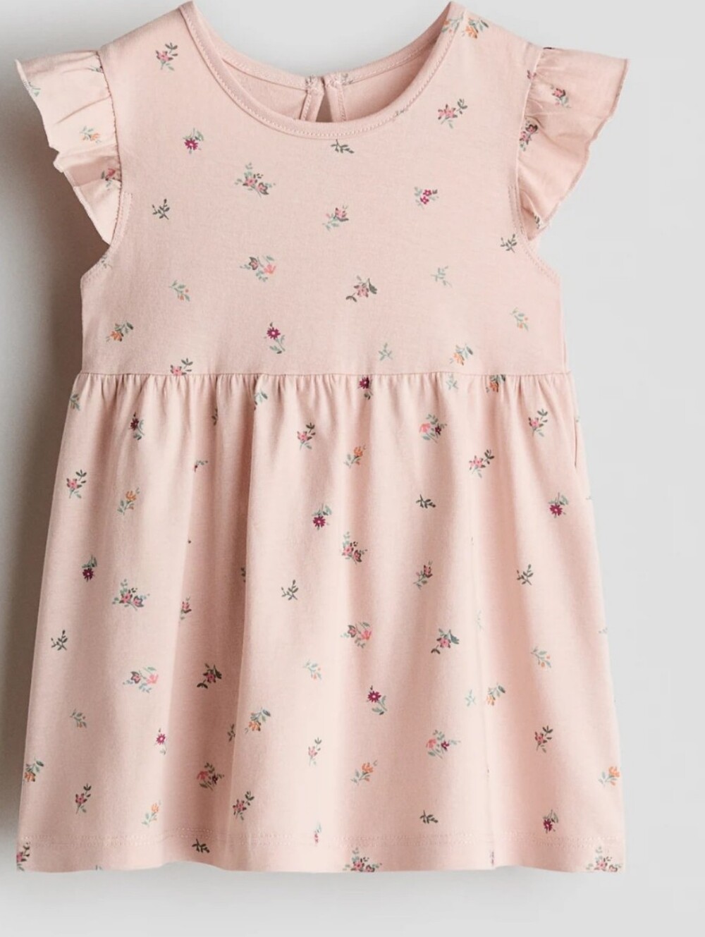 H&M Light Pink Floral Ruffle-Sleeve Kids Dress